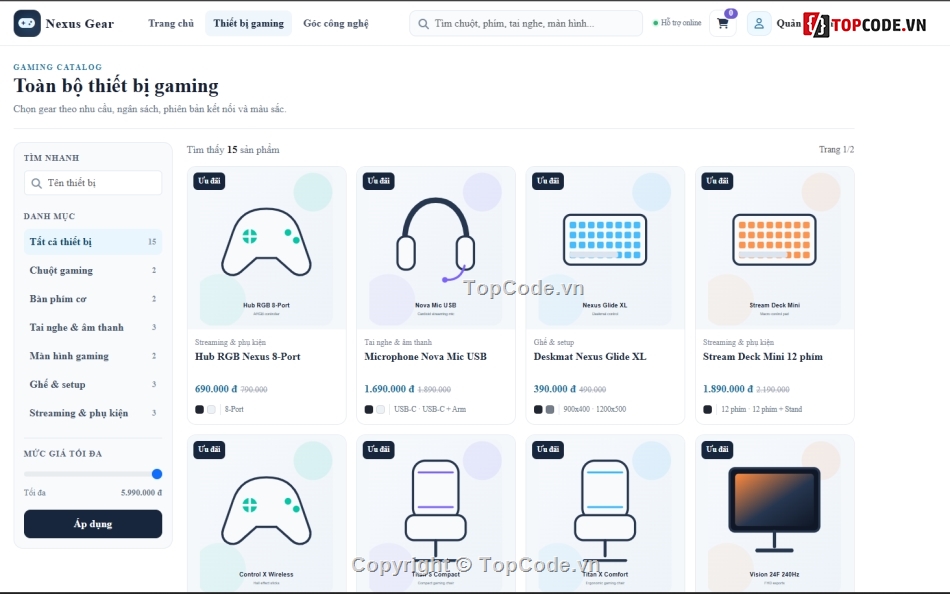 website bán đồ gaming,full báo cáo,báo cáo